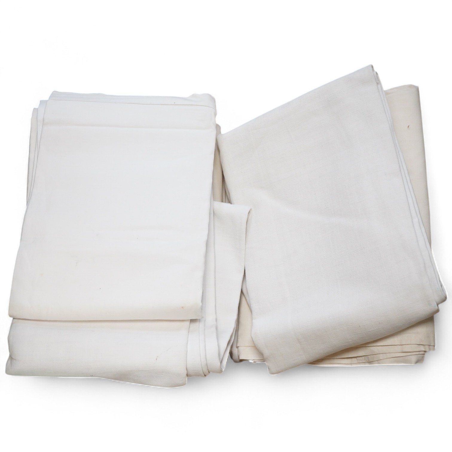 Eight French provincial coarse linen sheets
